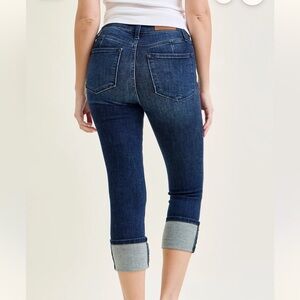 Judy Blue Dark Haley Highrise Plus Indigo Capri Fit Denim Jeans Sz 16 W